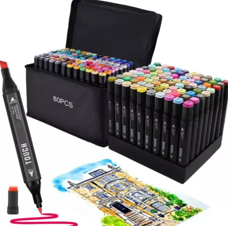 Set de 80 Marcadores Touch – Colores Vibrantes y Profesionales